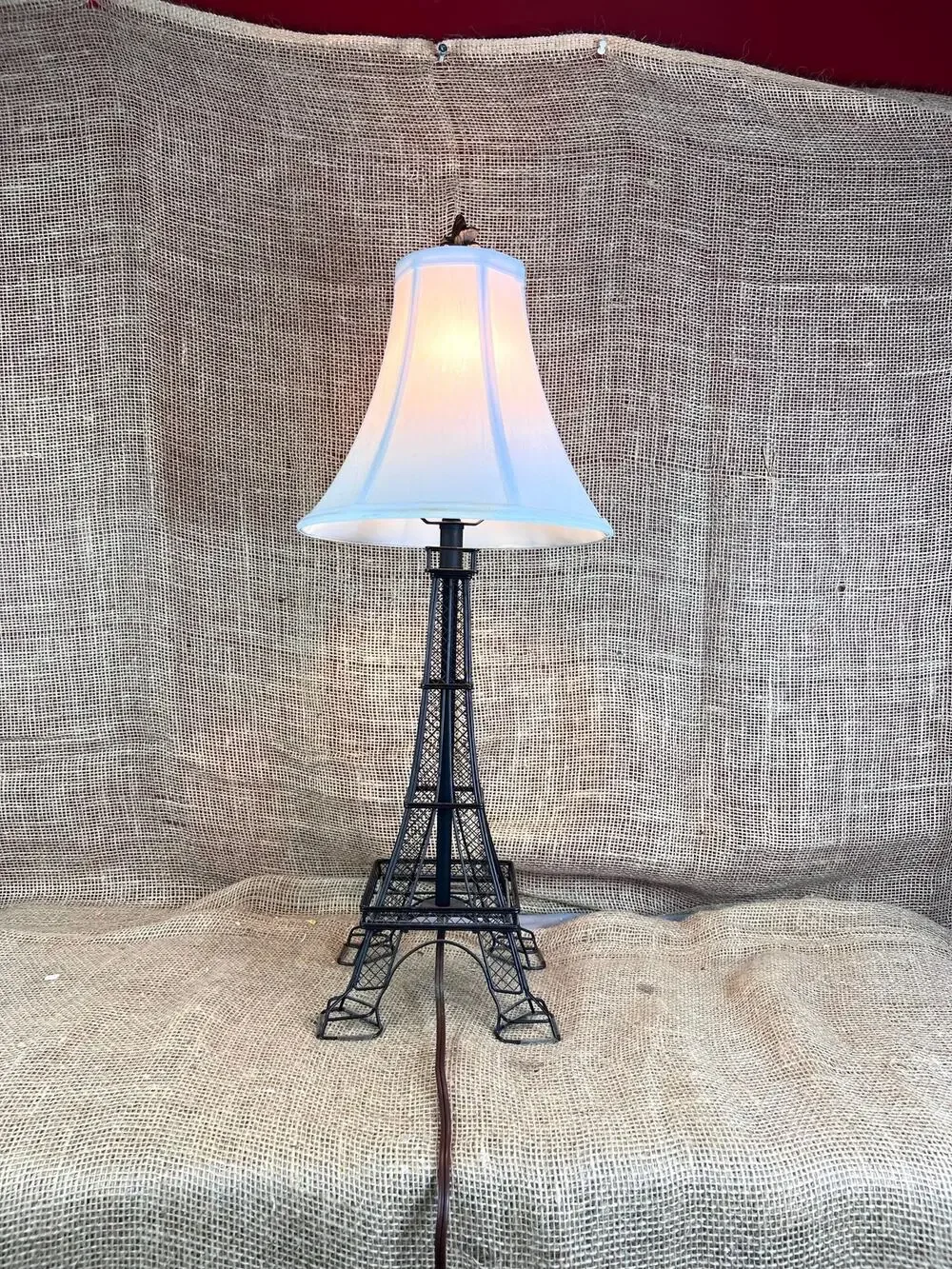 Adesso Eifel Tower Novelty Table Lamp with White Fabric Shade